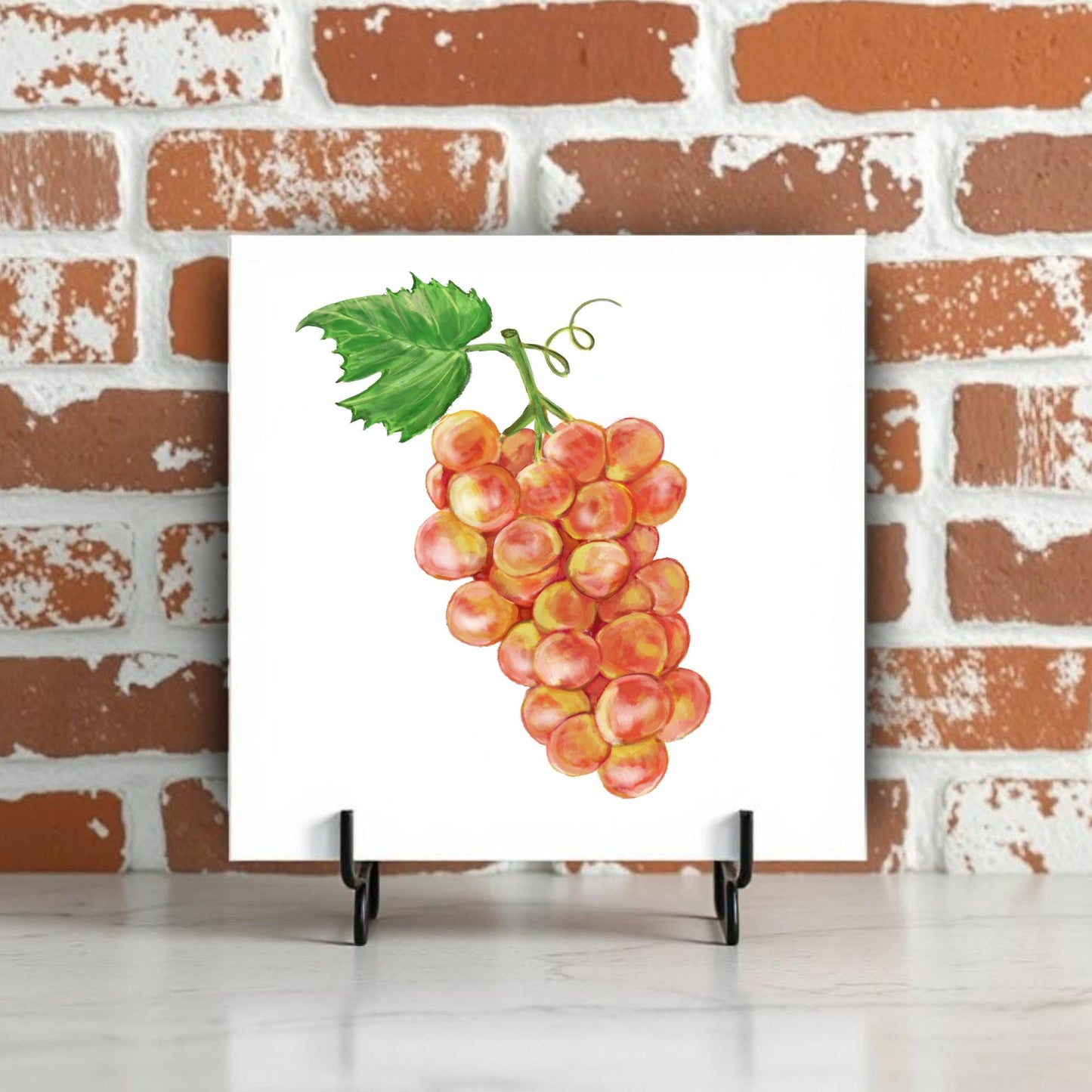 Golden Grapes Ceramic Tile – Handcrafted Kitchen Art - MerikaArt