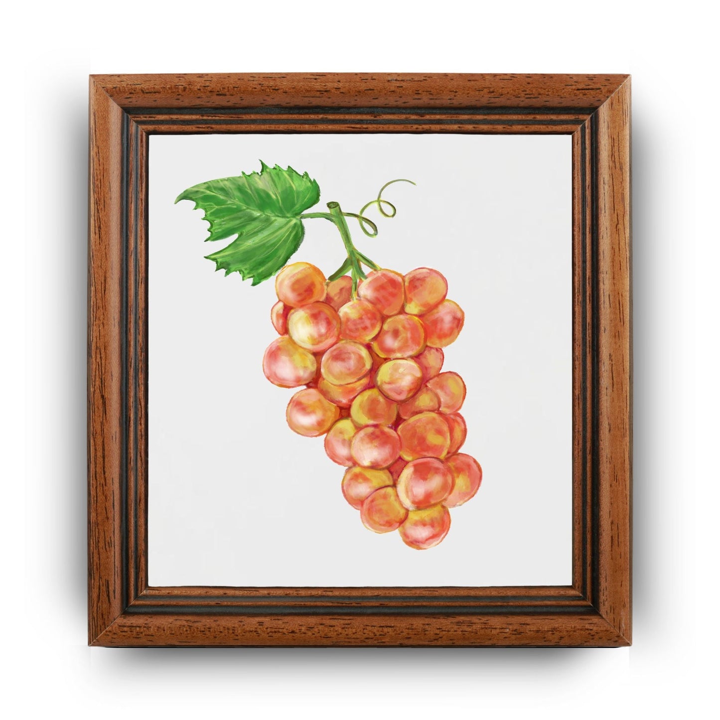 Golden Grapes Ceramic Tile – Handcrafted Kitchen Art - MerikaArt