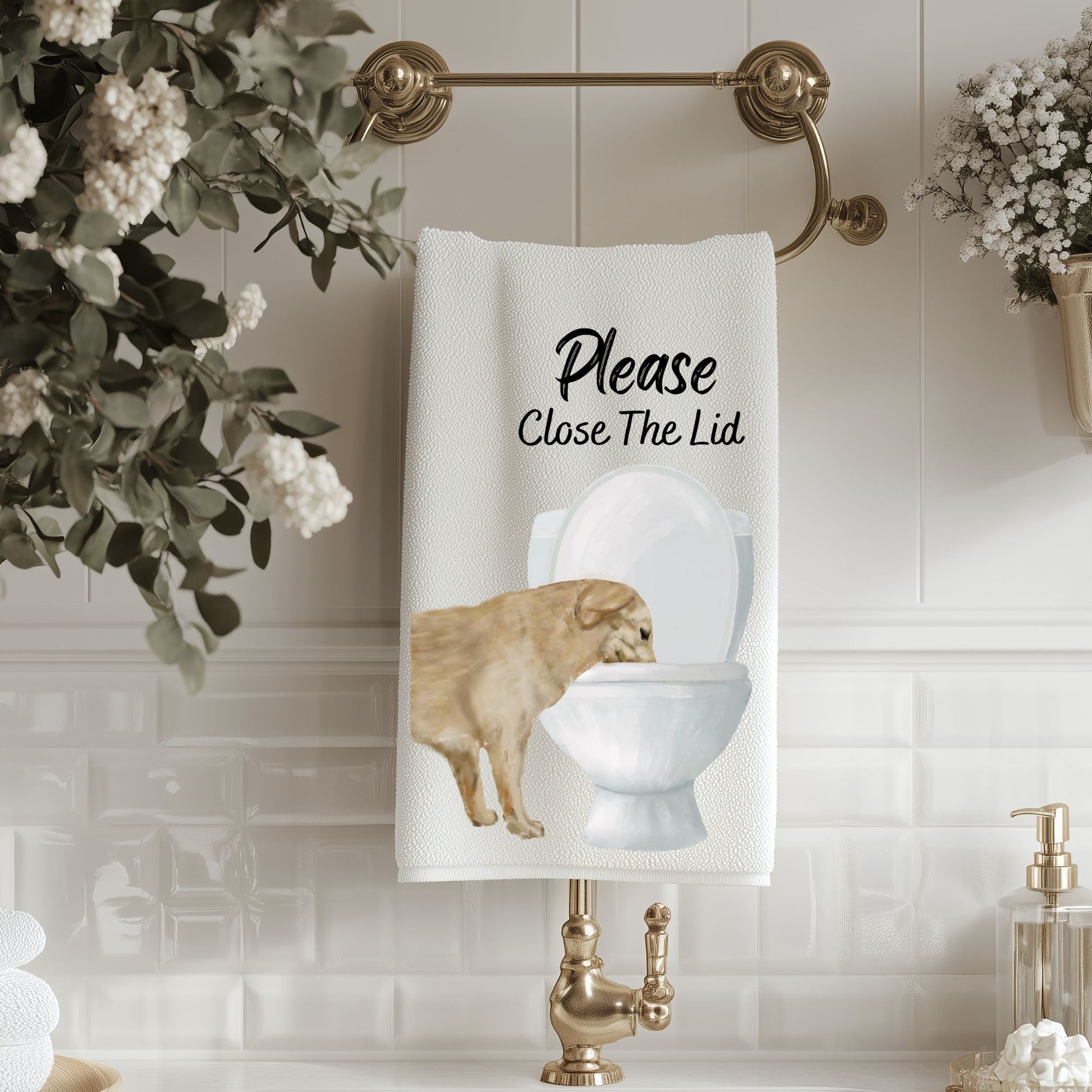 Golden Retriever Bathroom Towel - MerikaArt