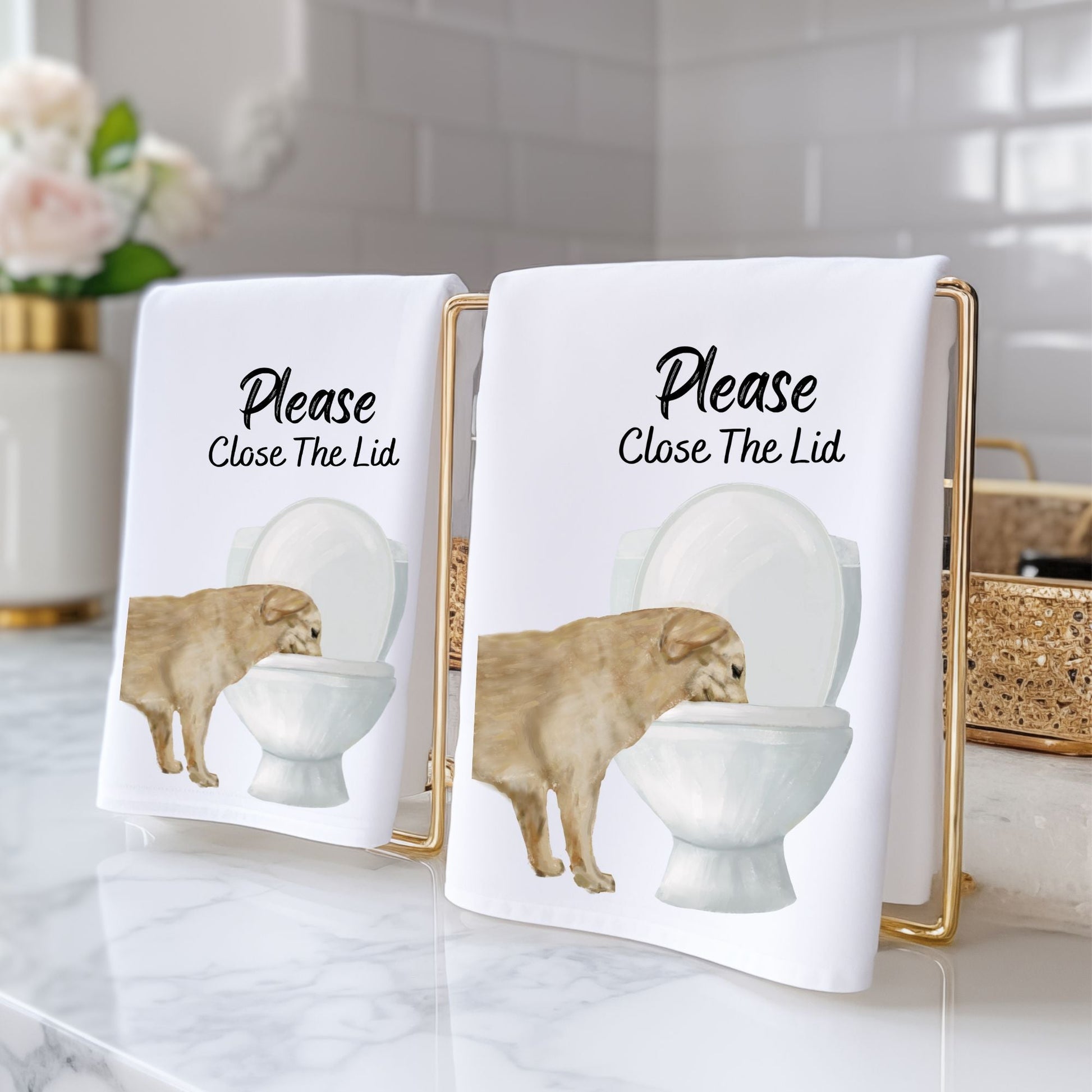 Golden Retriever Bathroom Towel - MerikaArt