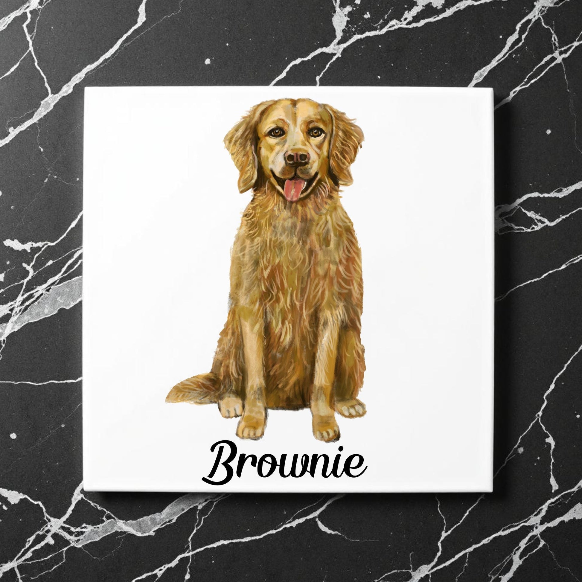 Golden Retriever Ceramic Tile - MerikaArt