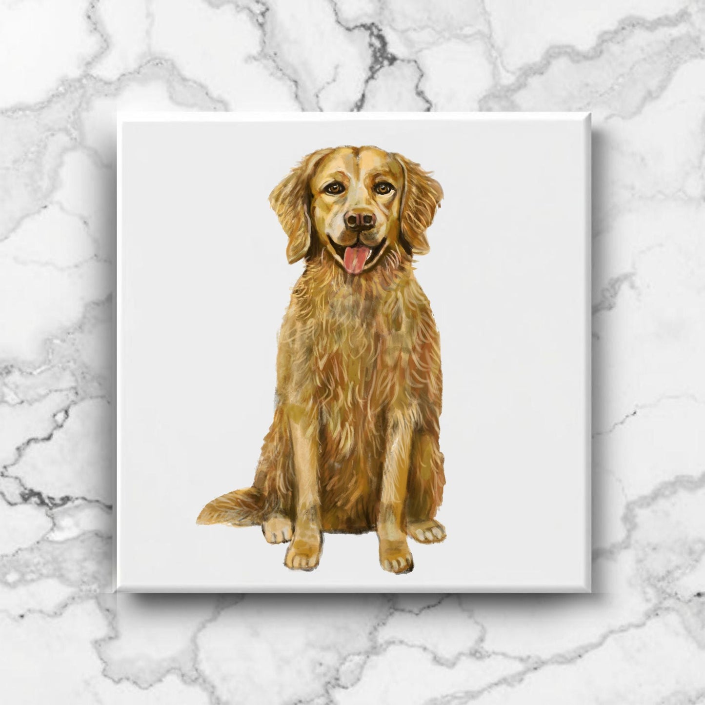 Golden Retriever Ceramic Tile - MerikaArt