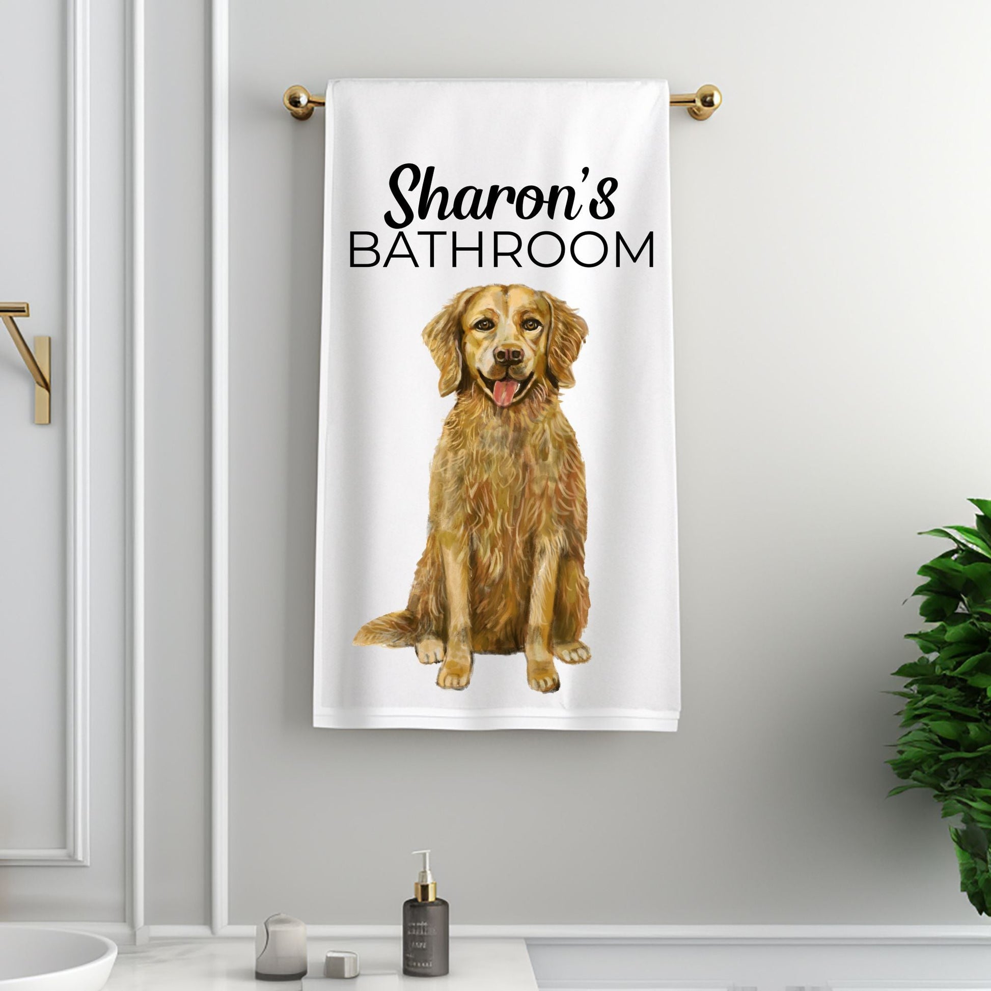 Golden Retriever Dog Bathroom Towel - MerikaArt