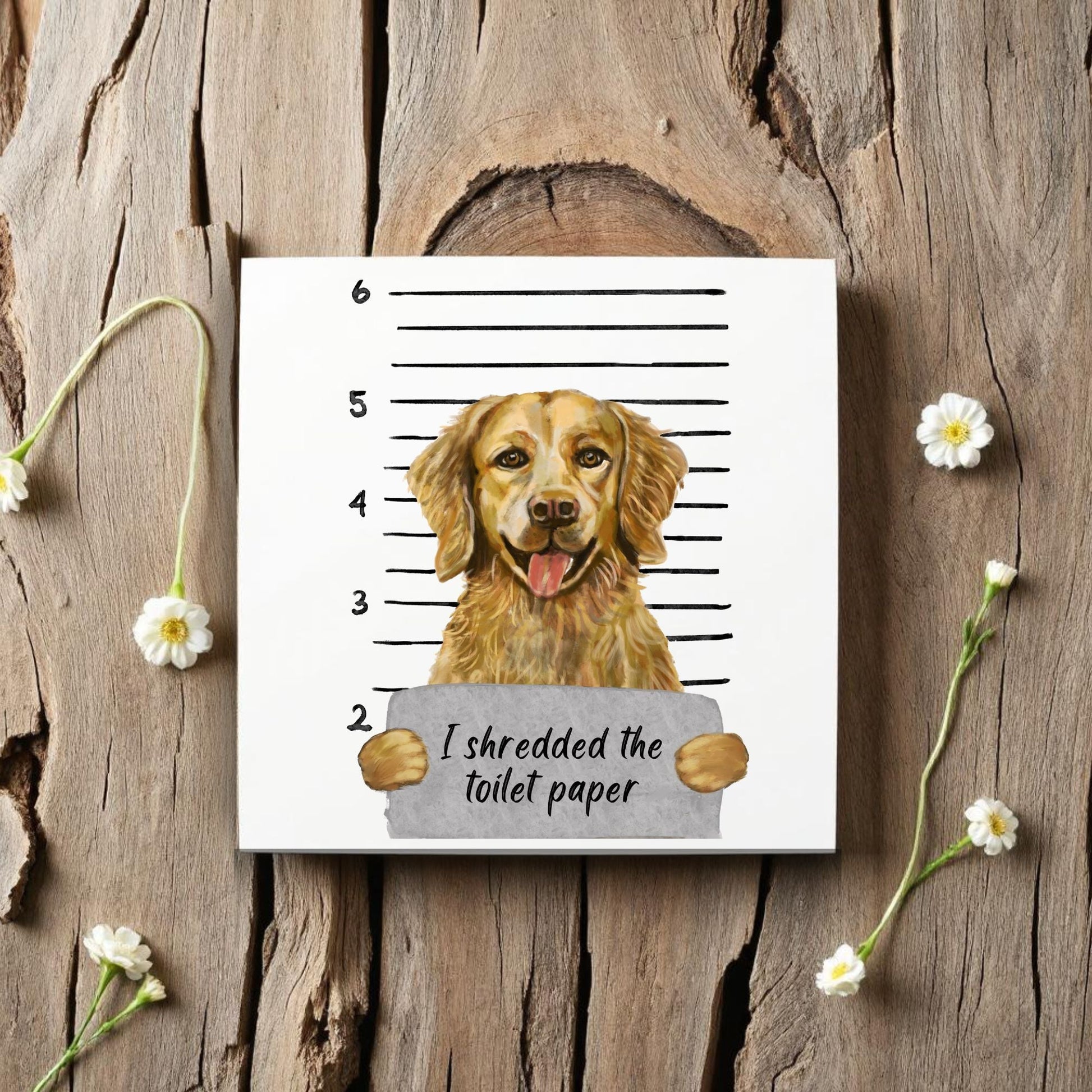 Golden Retriever Mugshot Ceramic Tile - MerikaArt