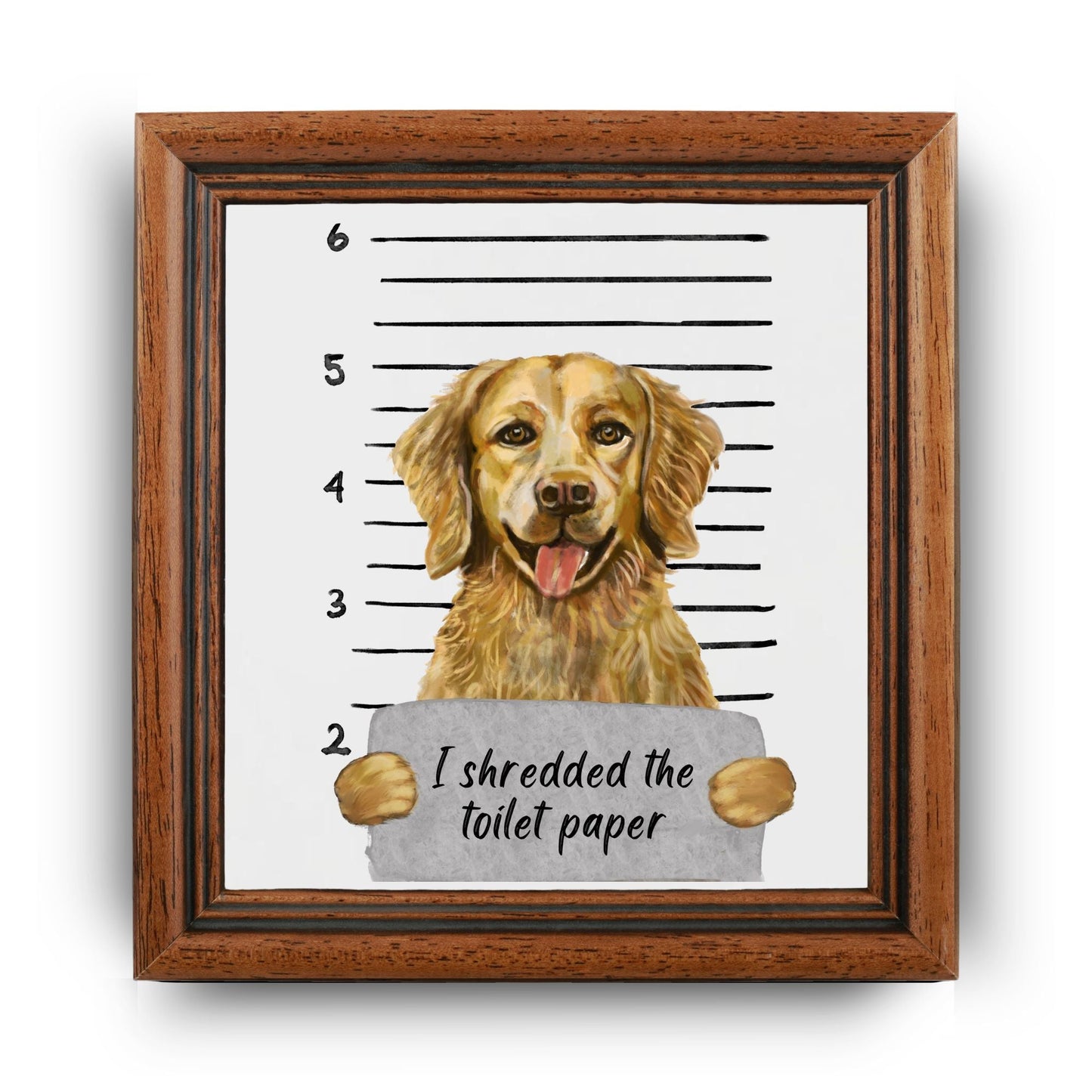 Golden Retriever Mugshot Ceramic Tile - MerikaArt