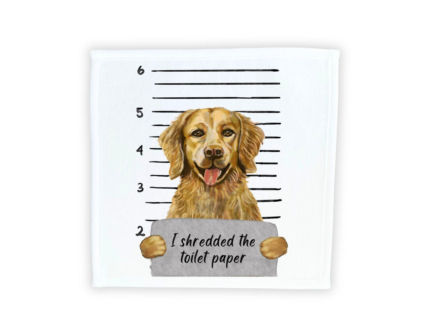 Golden Retriever Mugshot Washcloth - MerikaArt