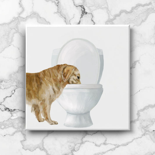 Golden Retriever Toilet Ceramic Tile - MerikaArt