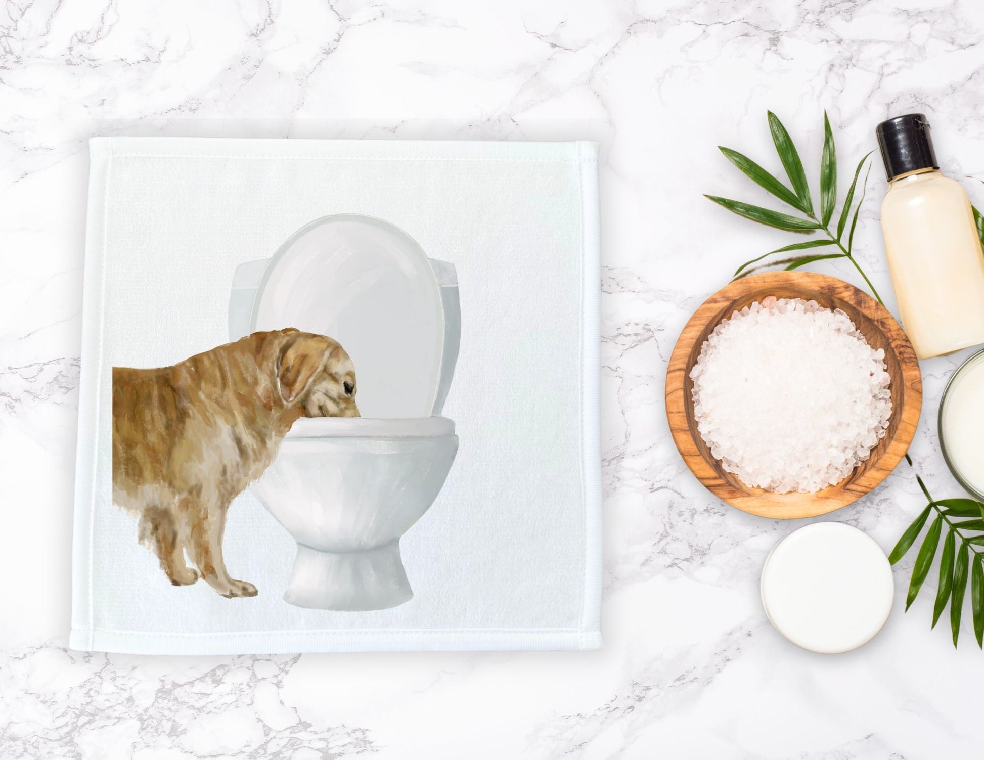 Golden Retriever Toilet Washcloth - MerikaArt