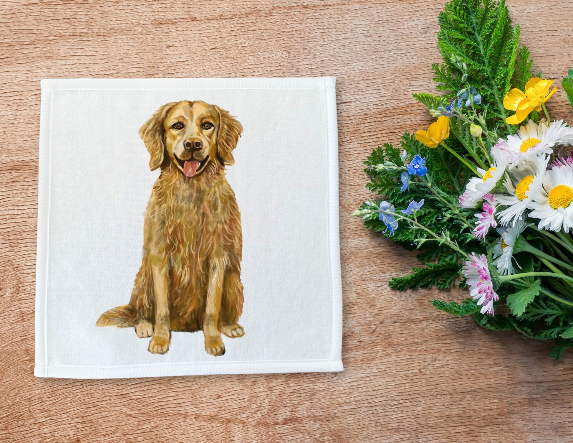 Golden Retriever Washcloth - MerikaArt