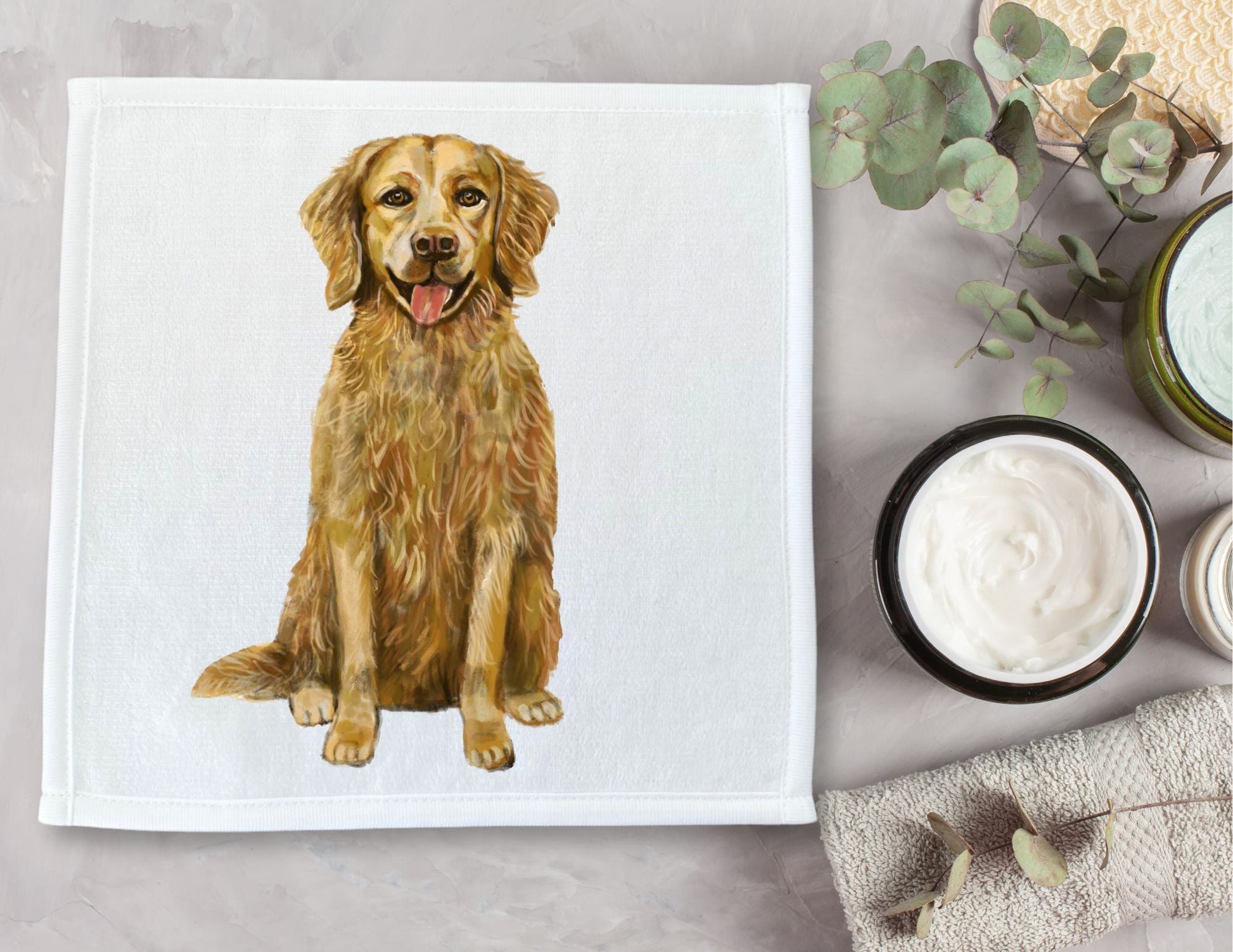 Golden Retriever Washcloth - MerikaArt