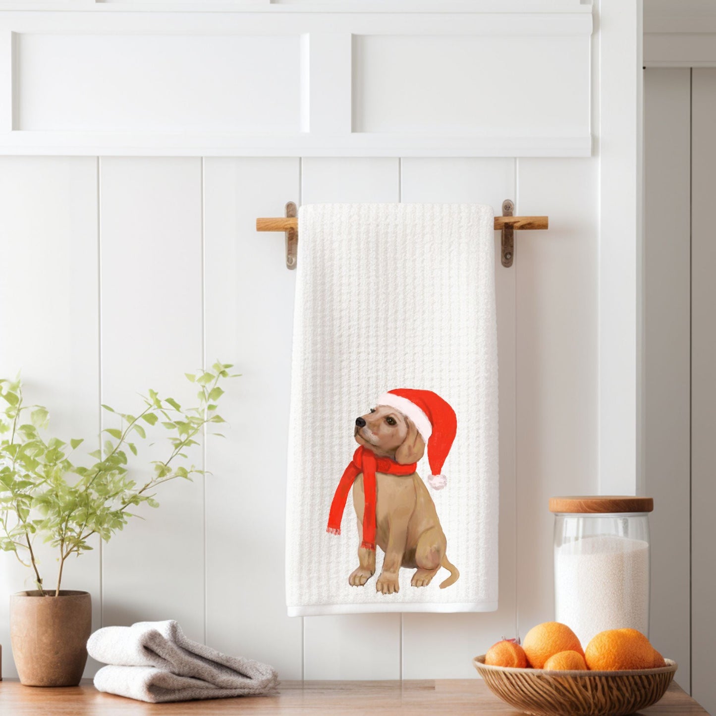Golden Retriever Winter Kitchen Towel - MerikaArt