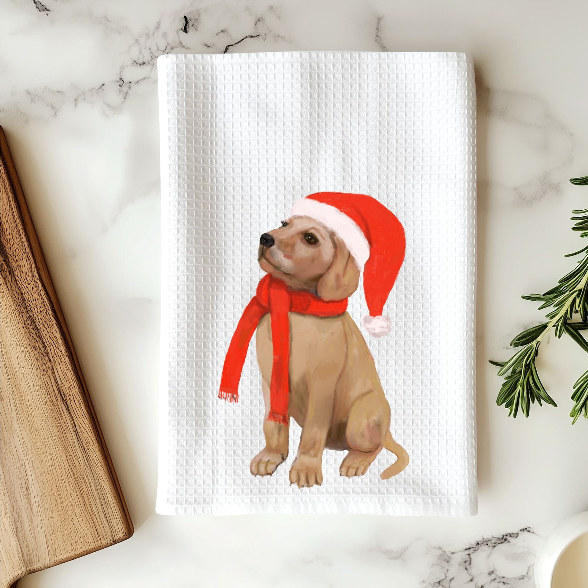 Golden Retriever Winter Kitchen Towel - MerikaArt
