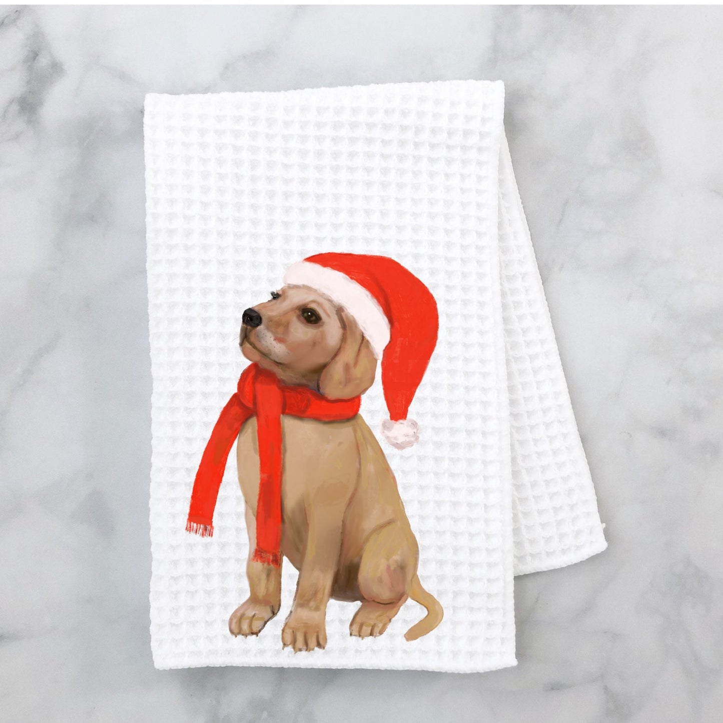 Golden Retriever Winter Kitchen Towel - MerikaArt