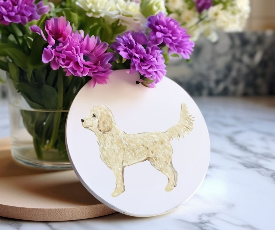 Goldendoodle Ceramic Coaster - MerikaArt