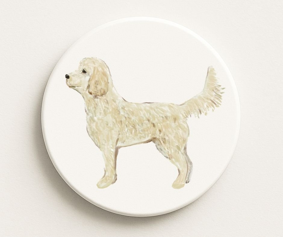 Goldendoodle Ceramic Coaster - MerikaArt