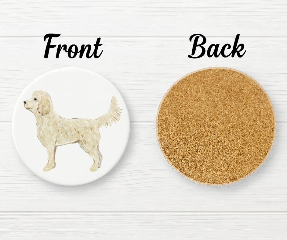 Goldendoodle Ceramic Coaster - MerikaArt