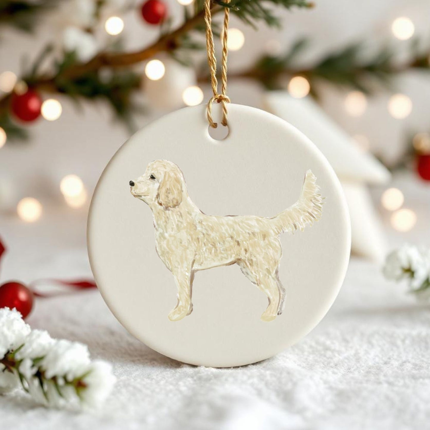 Goldendoodle Ceramic Ornament - MerikaArt