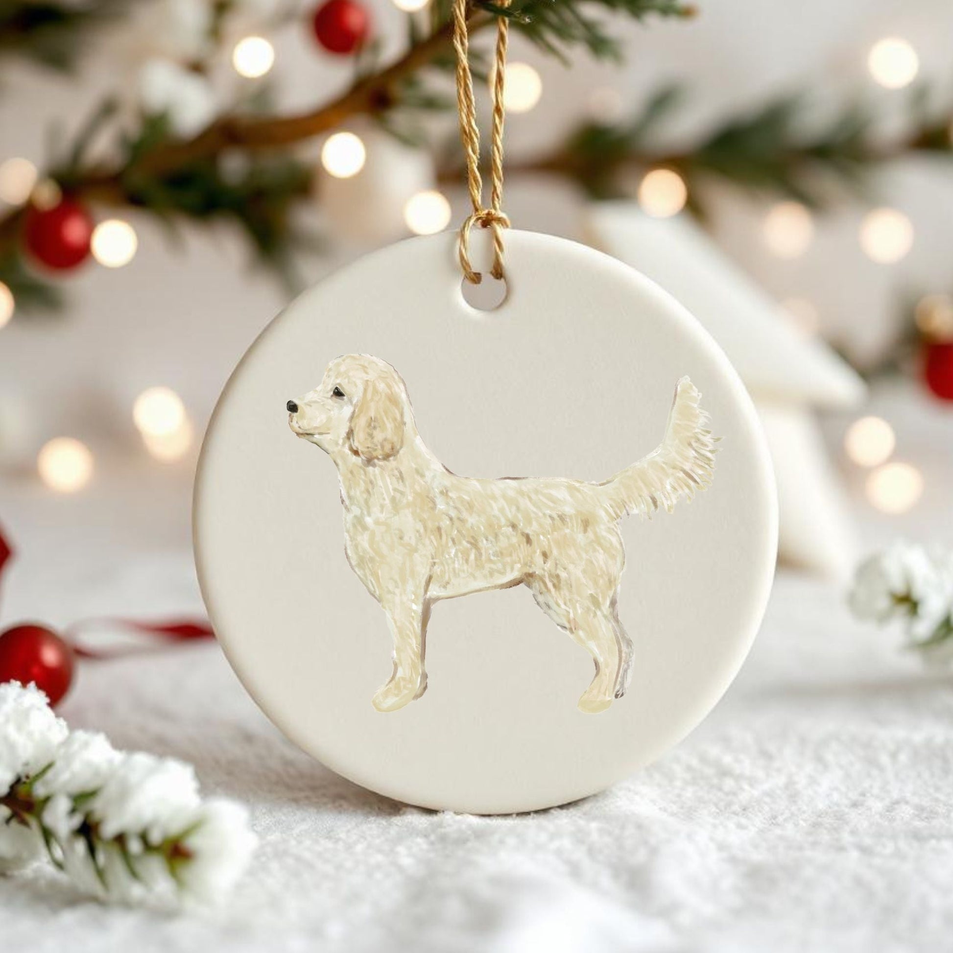 Goldendoodle Ceramic Ornament - MerikaArt