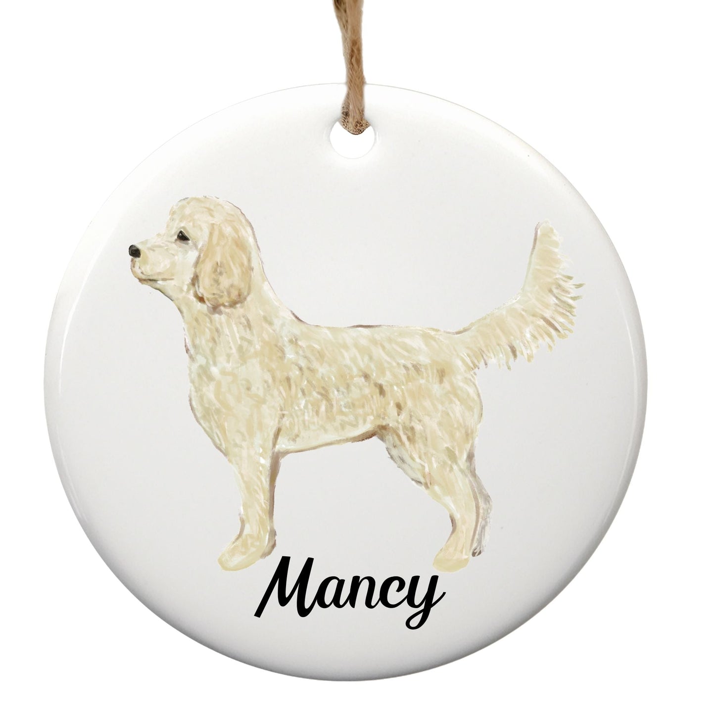 Goldendoodle Ceramic Ornament - MerikaArt