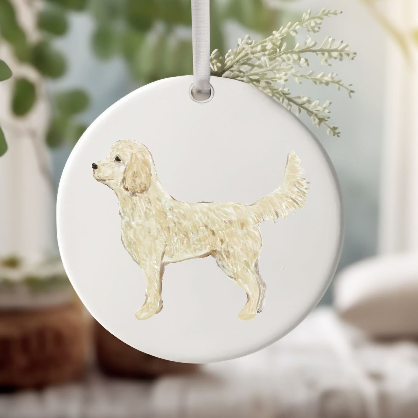 Goldendoodle Ceramic Ornament - MerikaArt