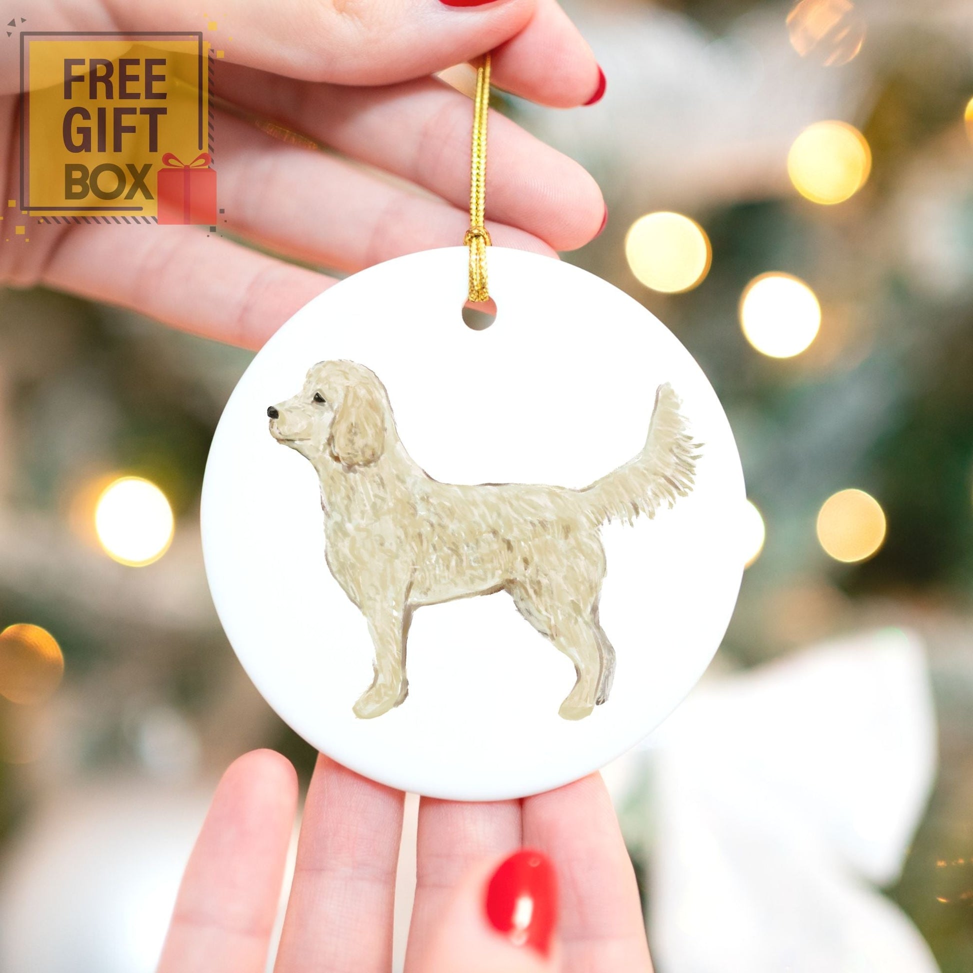 Goldendoodle Ceramic Ornament - MerikaArt