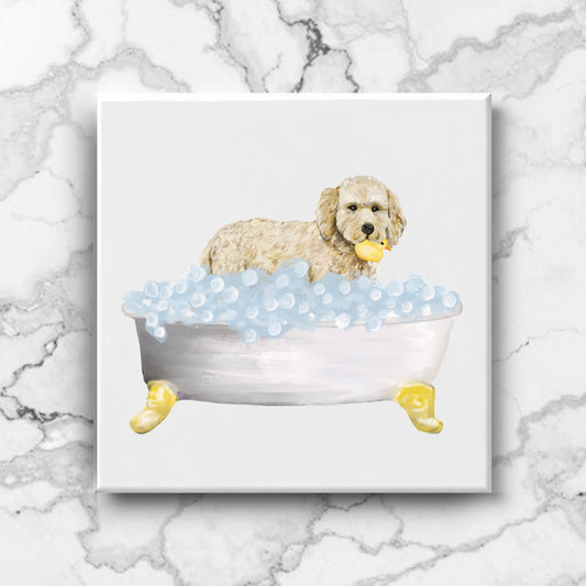 Goldendoodle Ceramic Tile - MerikaArt