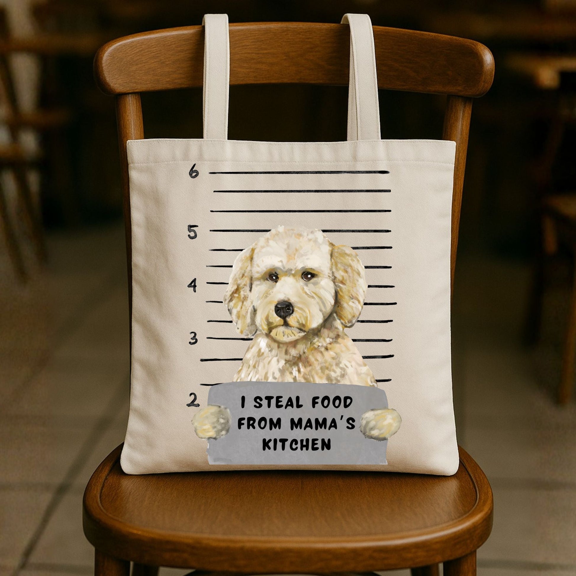 Goldendoodle Mugshot Tote Bag - MerikaArt