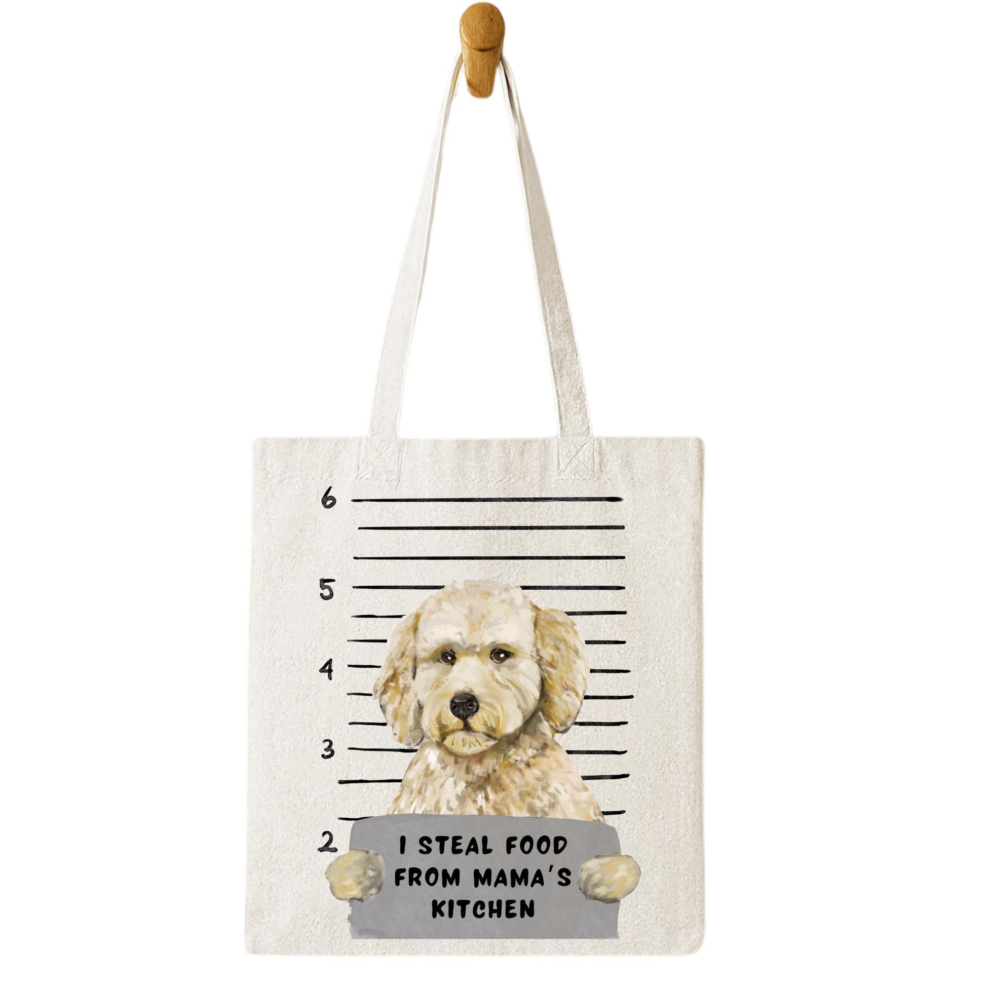Goldendoodle Mugshot Tote Bag - MerikaArt