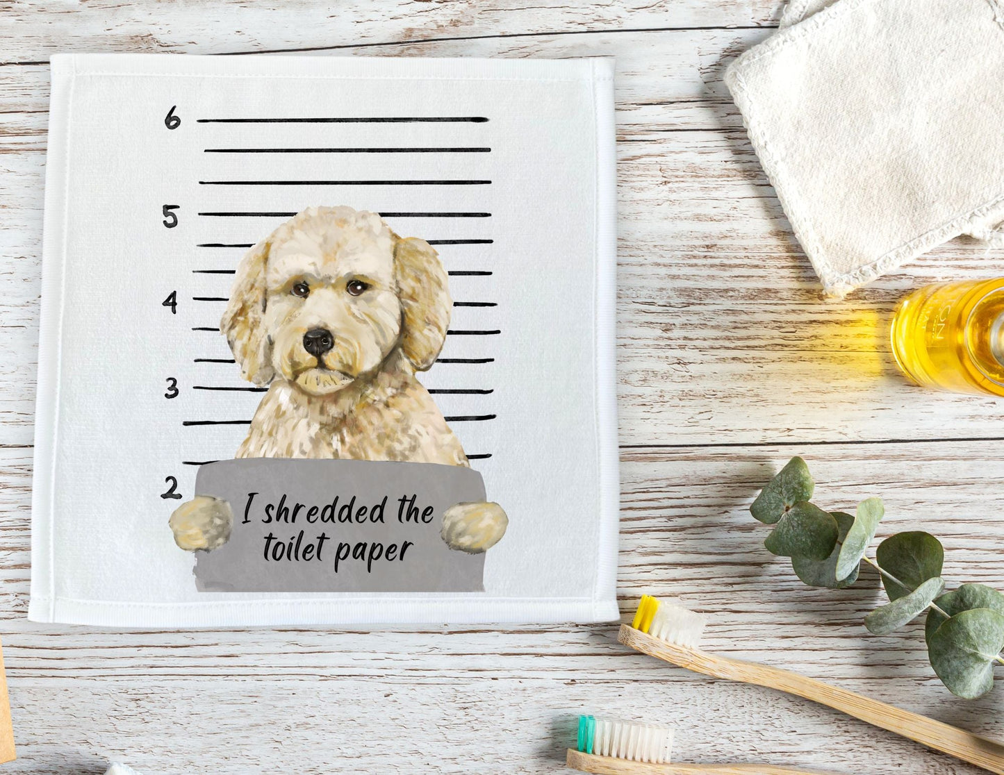 Goldendoodle Mugshot Washcloth - MerikaArt