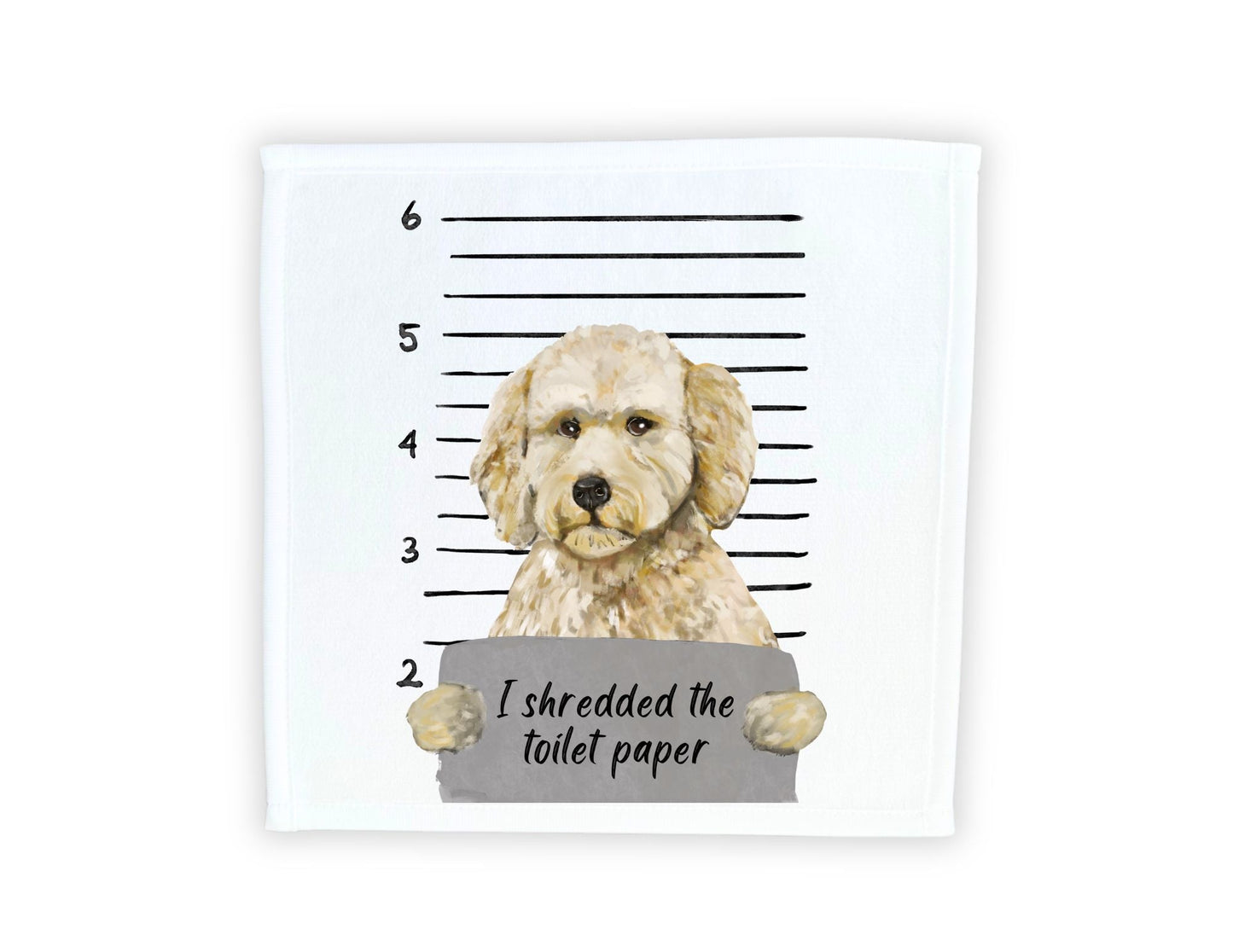 Goldendoodle Mugshot Washcloth - MerikaArt