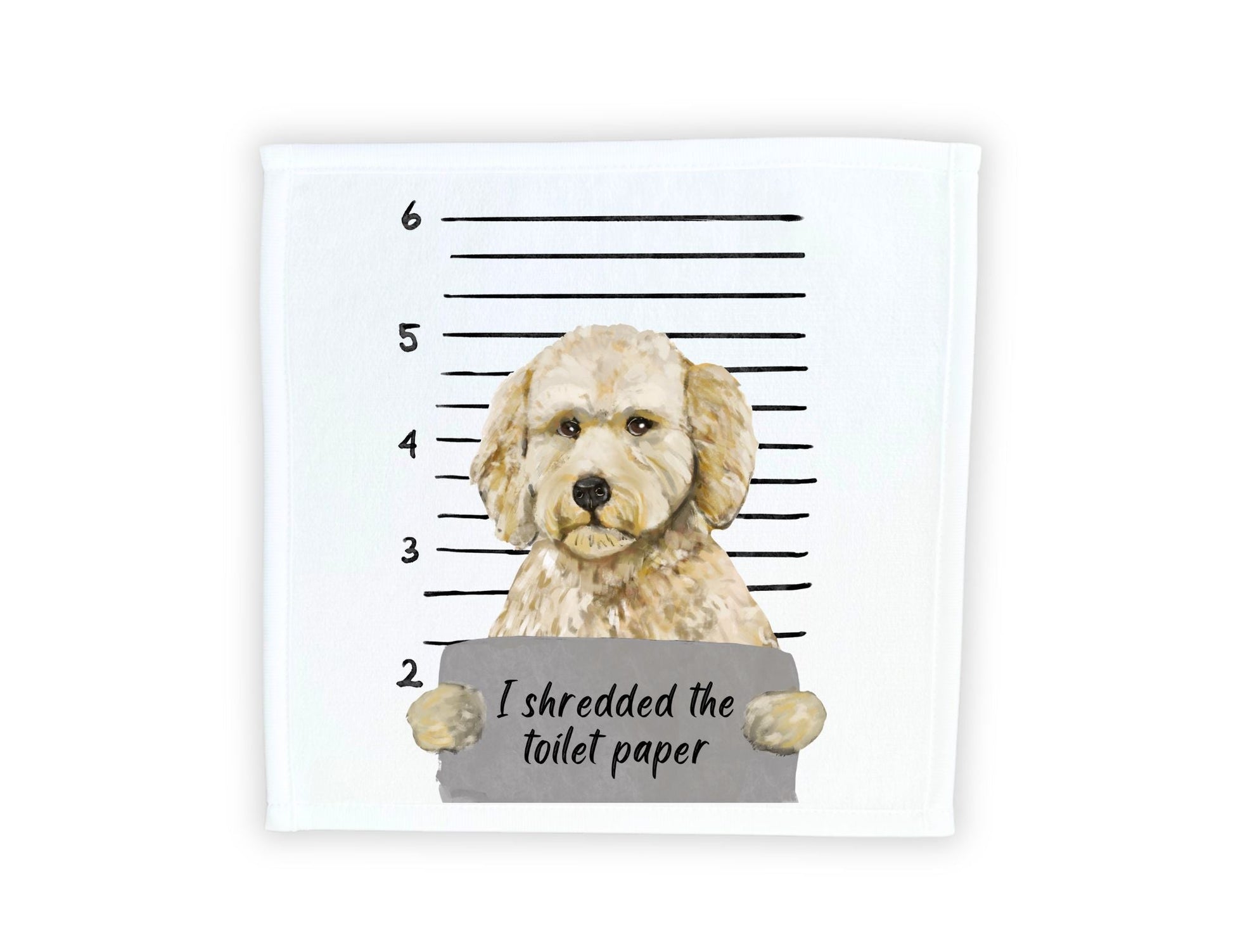 Goldendoodle Mugshot Washcloth - MerikaArt