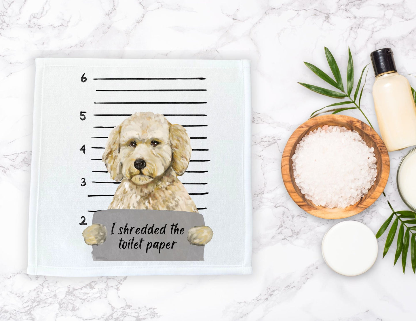 Goldendoodle Mugshot Washcloth - MerikaArt