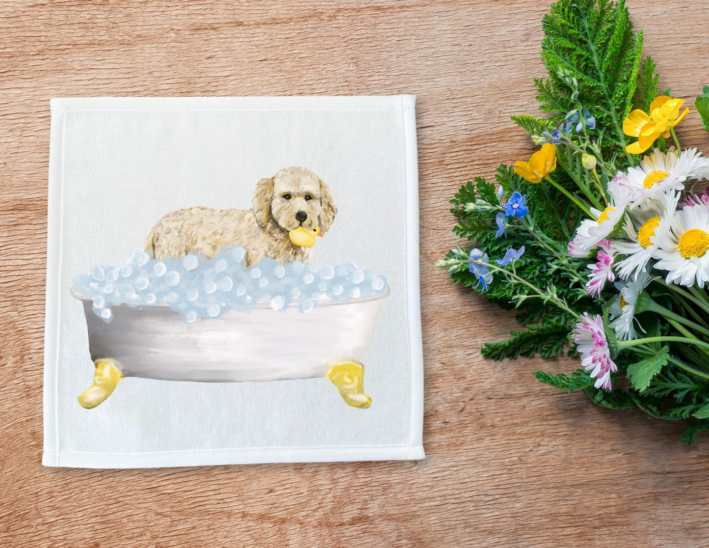 Goldendoodle Washcloth - MerikaArt