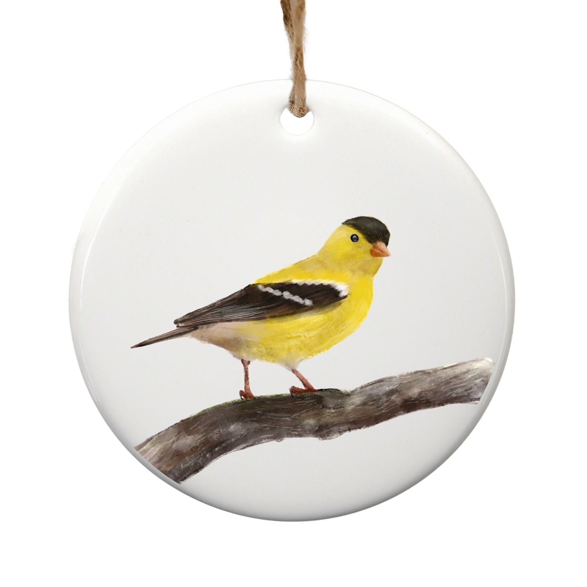 Goldfinch Ceramic Ornament - MerikaArt