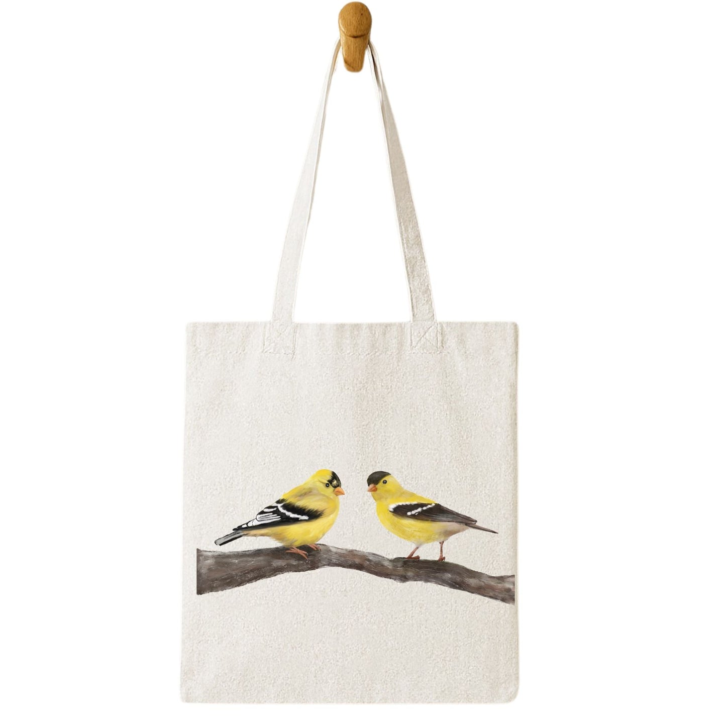 Goldfinch Pair Canvas Tote Bag - MerikaArt