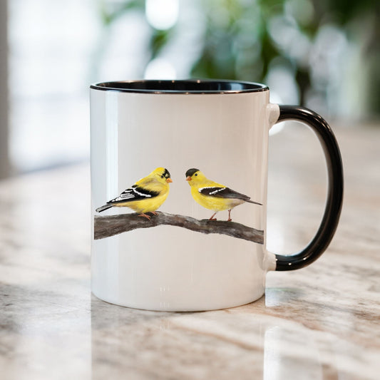 Goldfinch Pair Ceramic Coffee Mug - MerikaArt