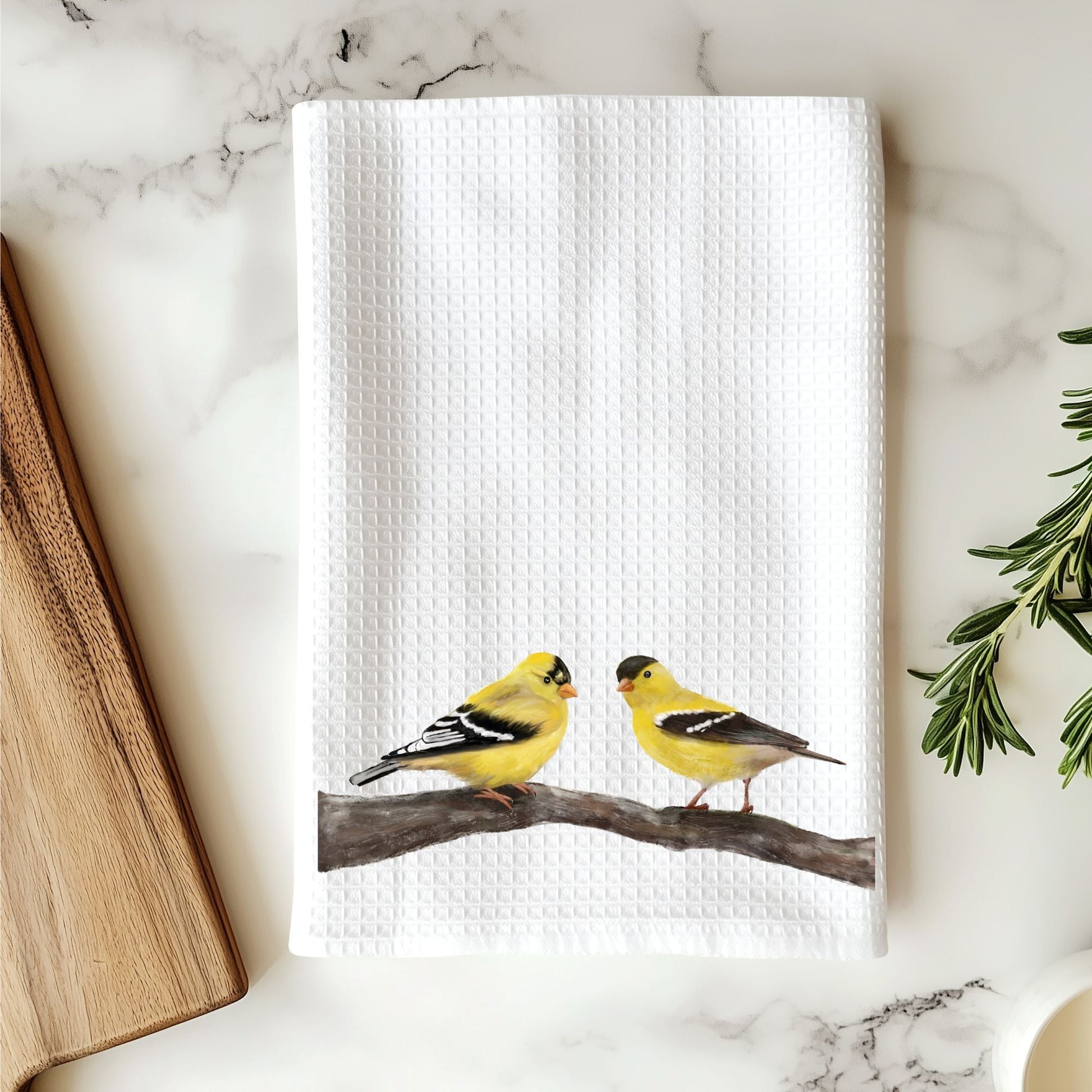Goldfinch Pair Kitchen Towel - MerikaArt