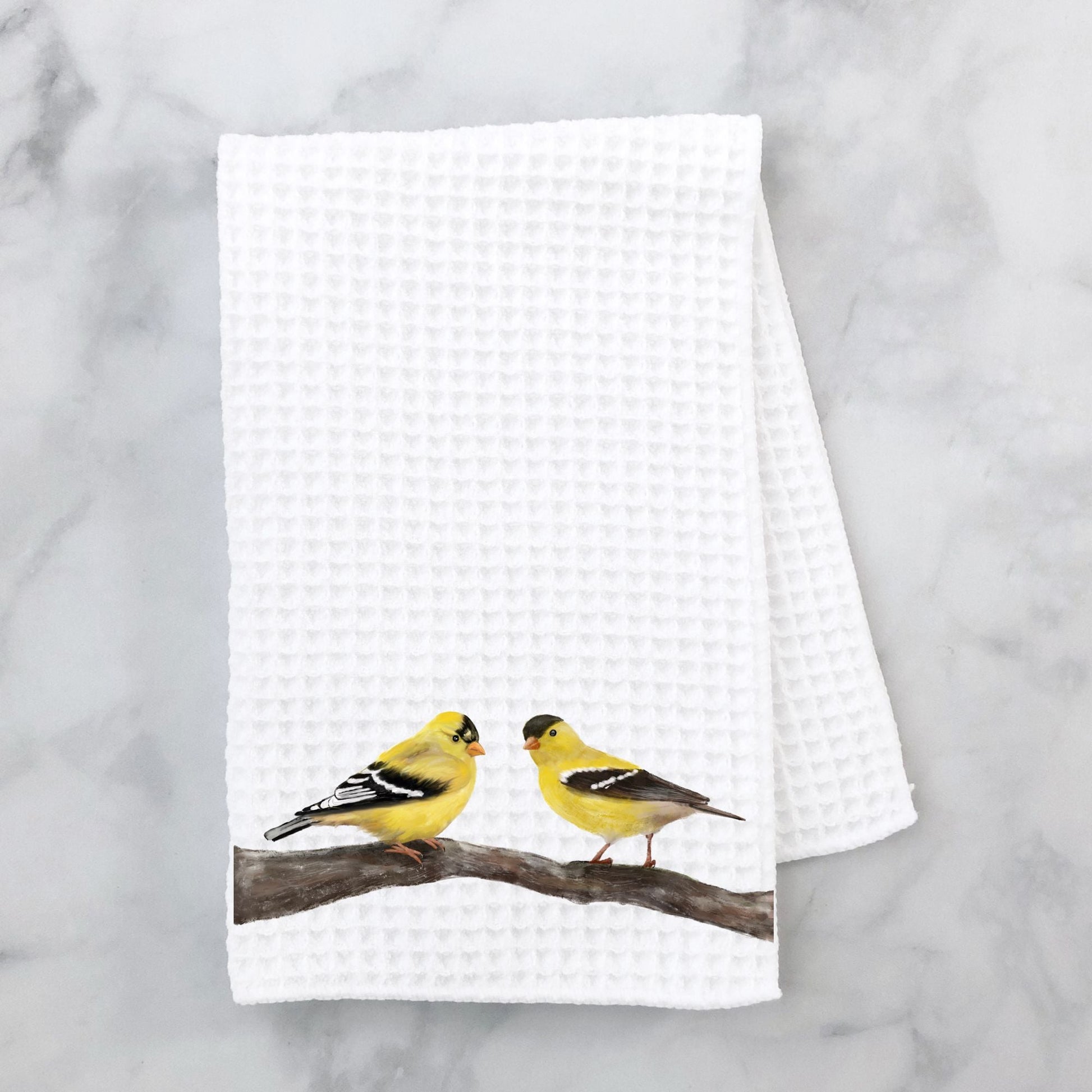 Goldfinch Pair Kitchen Towel - MerikaArt