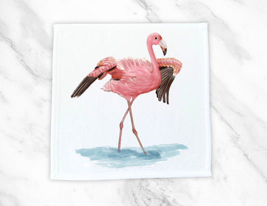 Graceful Flamingo Washcloth – A Splash of Elegance - MerikaArt