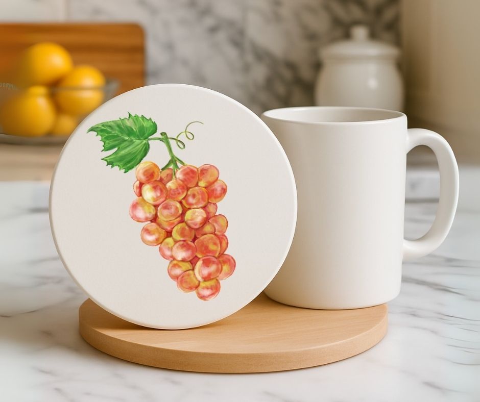 Grapes Ceramic Coaster - MerikaArt