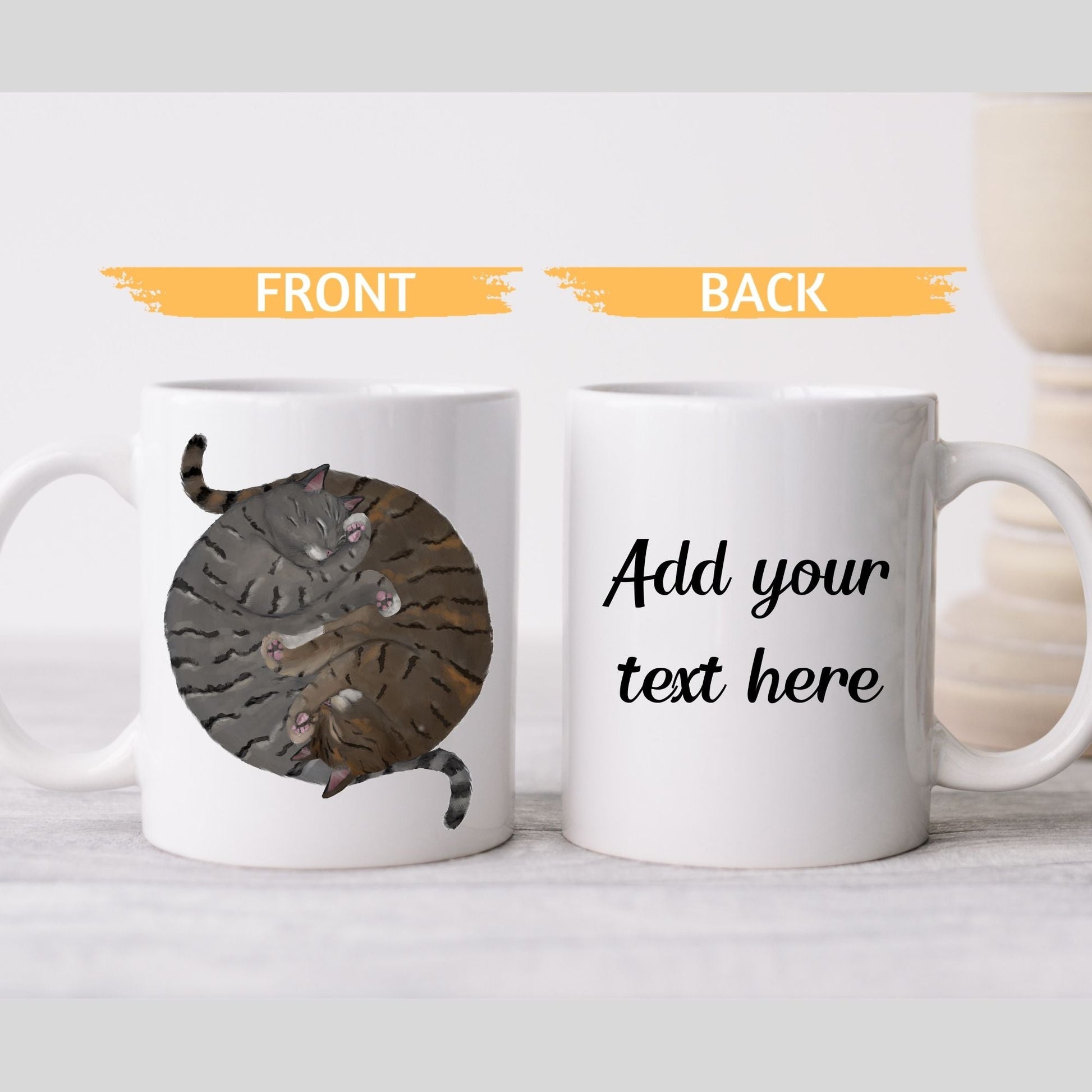 Gray and Brown Tabby Sleeping Cats Mug - MerikaArt