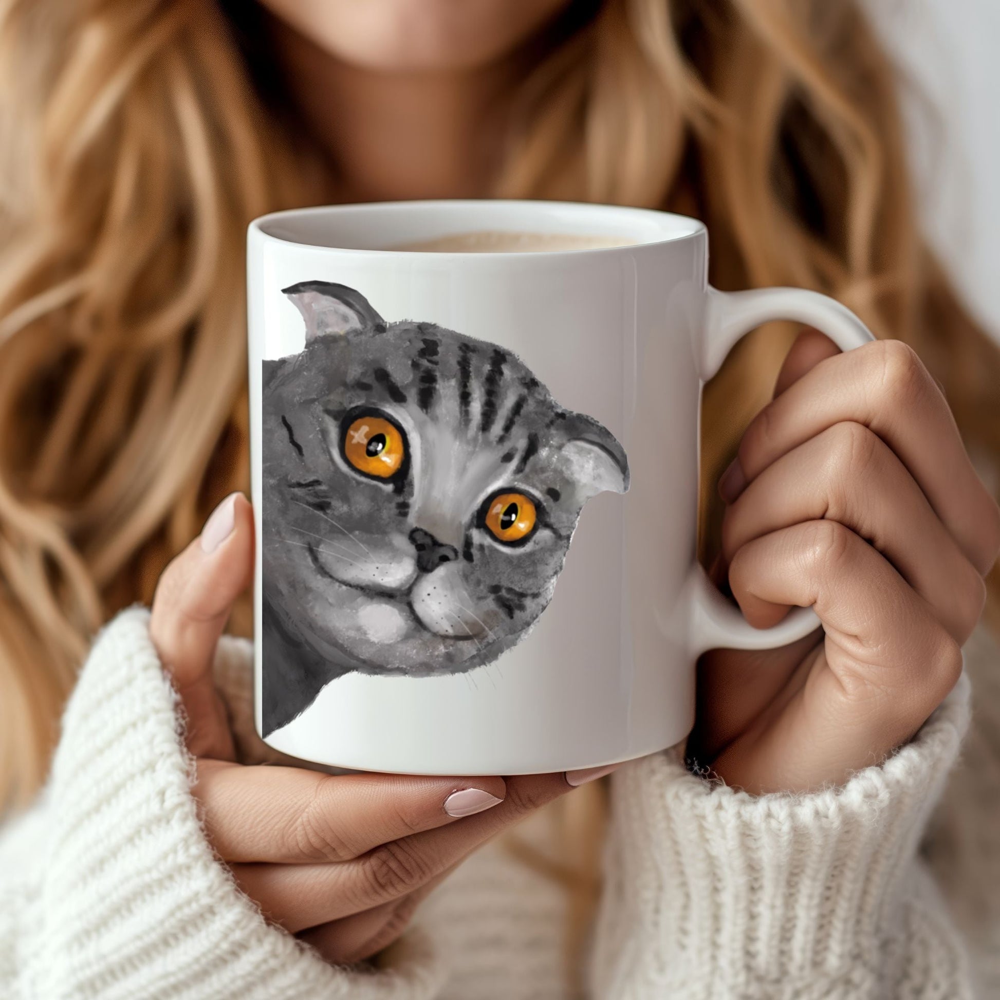 Gray Cat Mug - MerikaArt