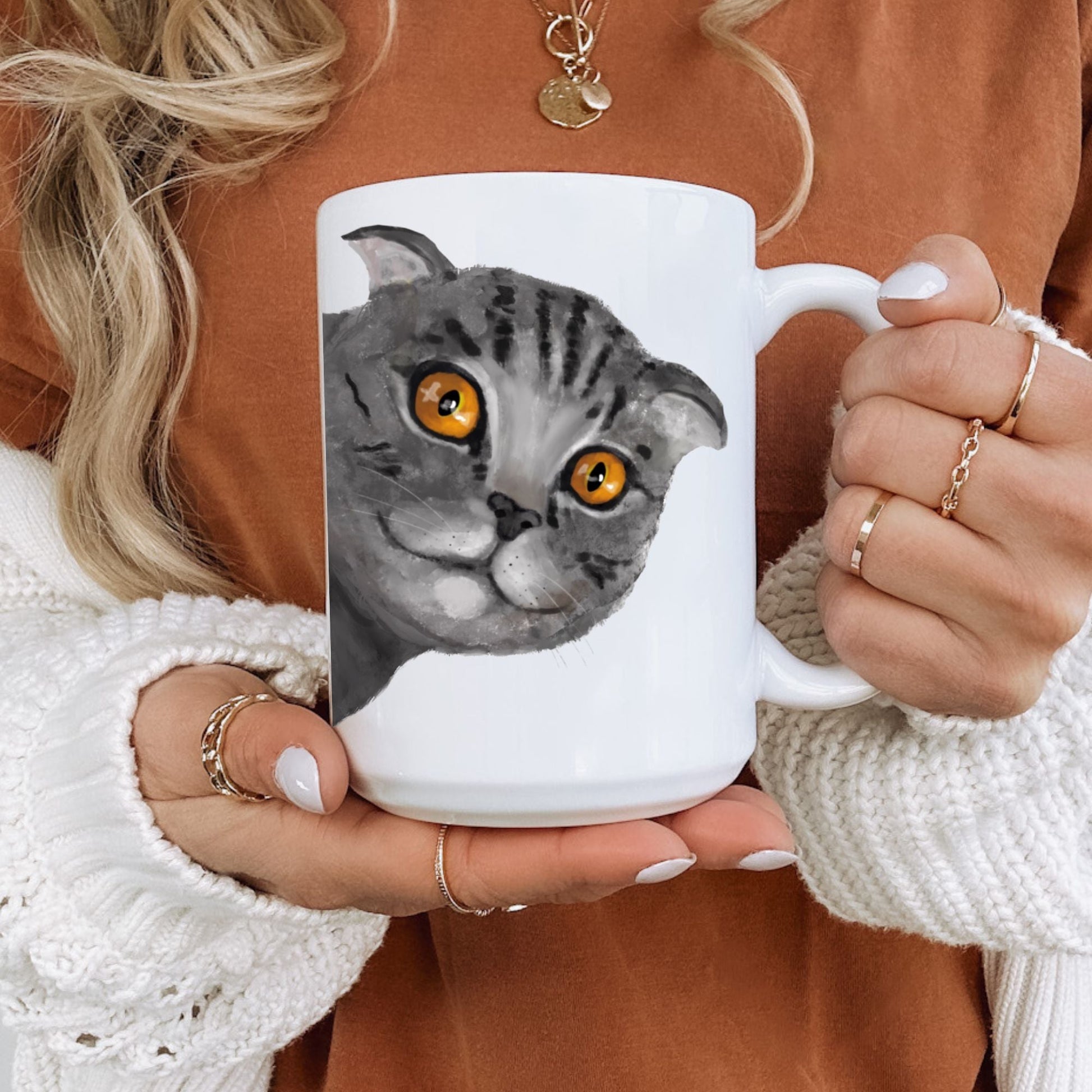 Gray Cat Mug - MerikaArt