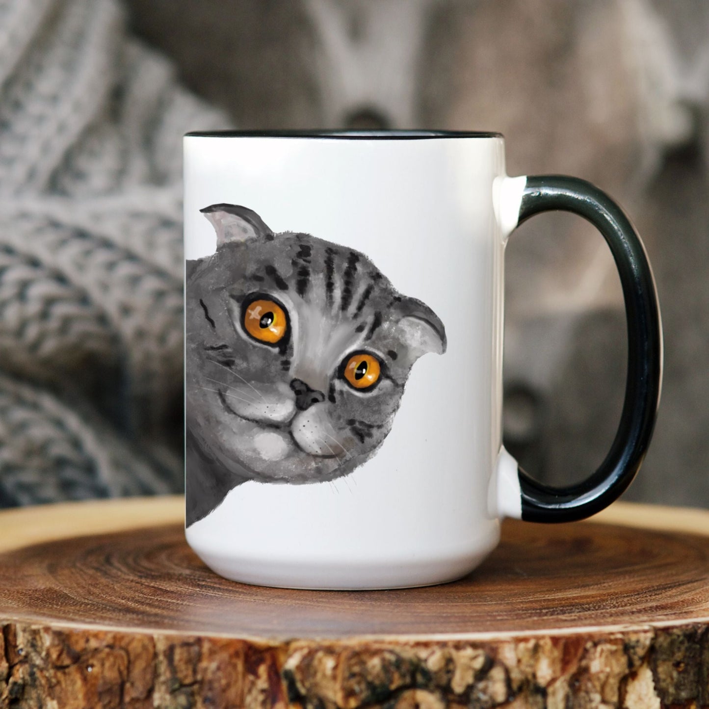 Gray Cat Mug - MerikaArt