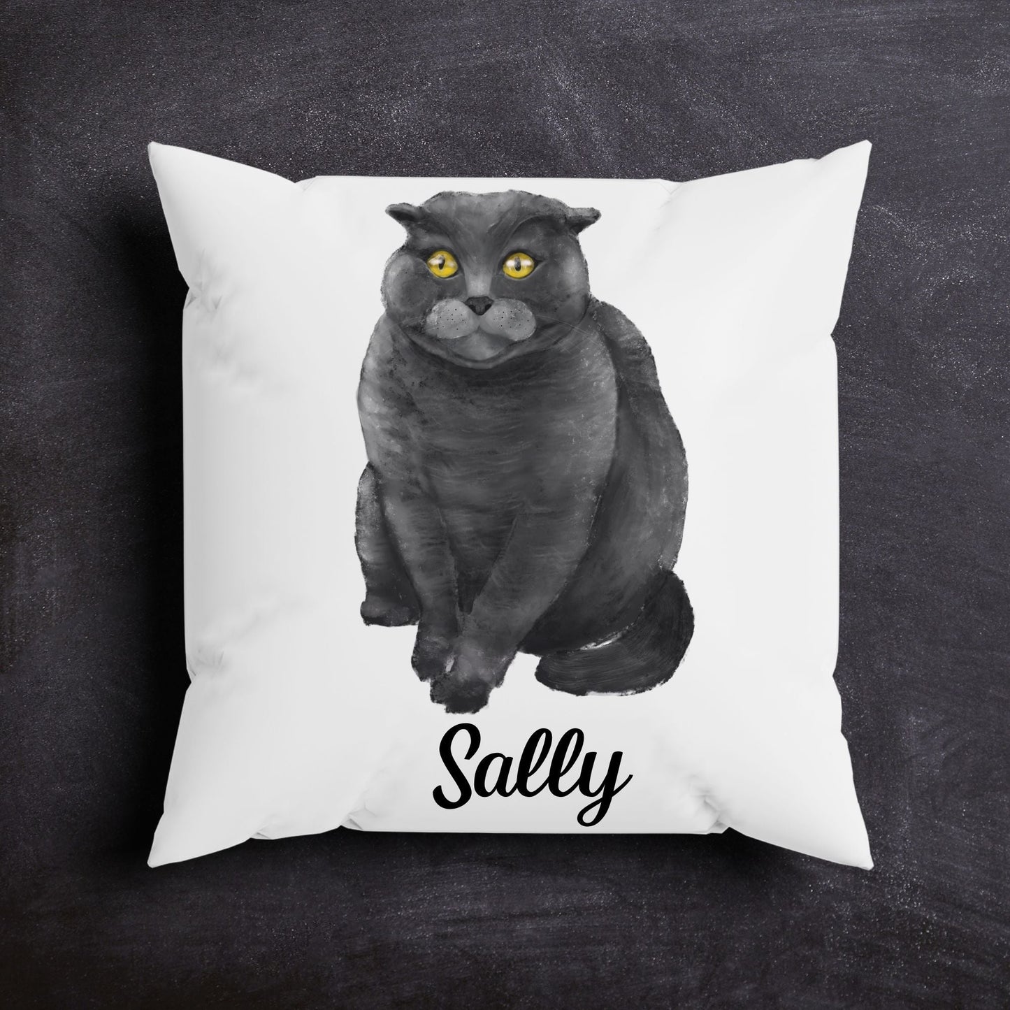 Gray Cat Pillow - MerikaArt