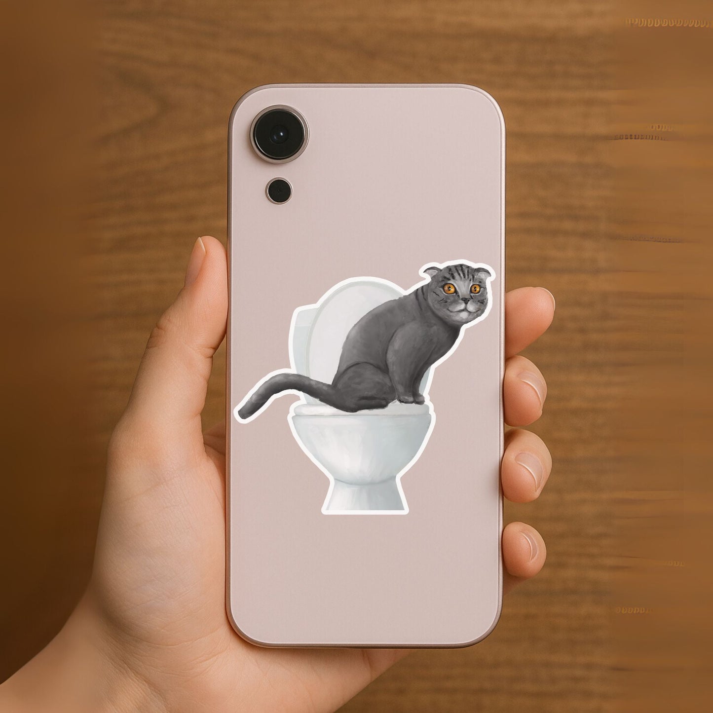 Gray Cat Vinyl Sticker - MerikaArt