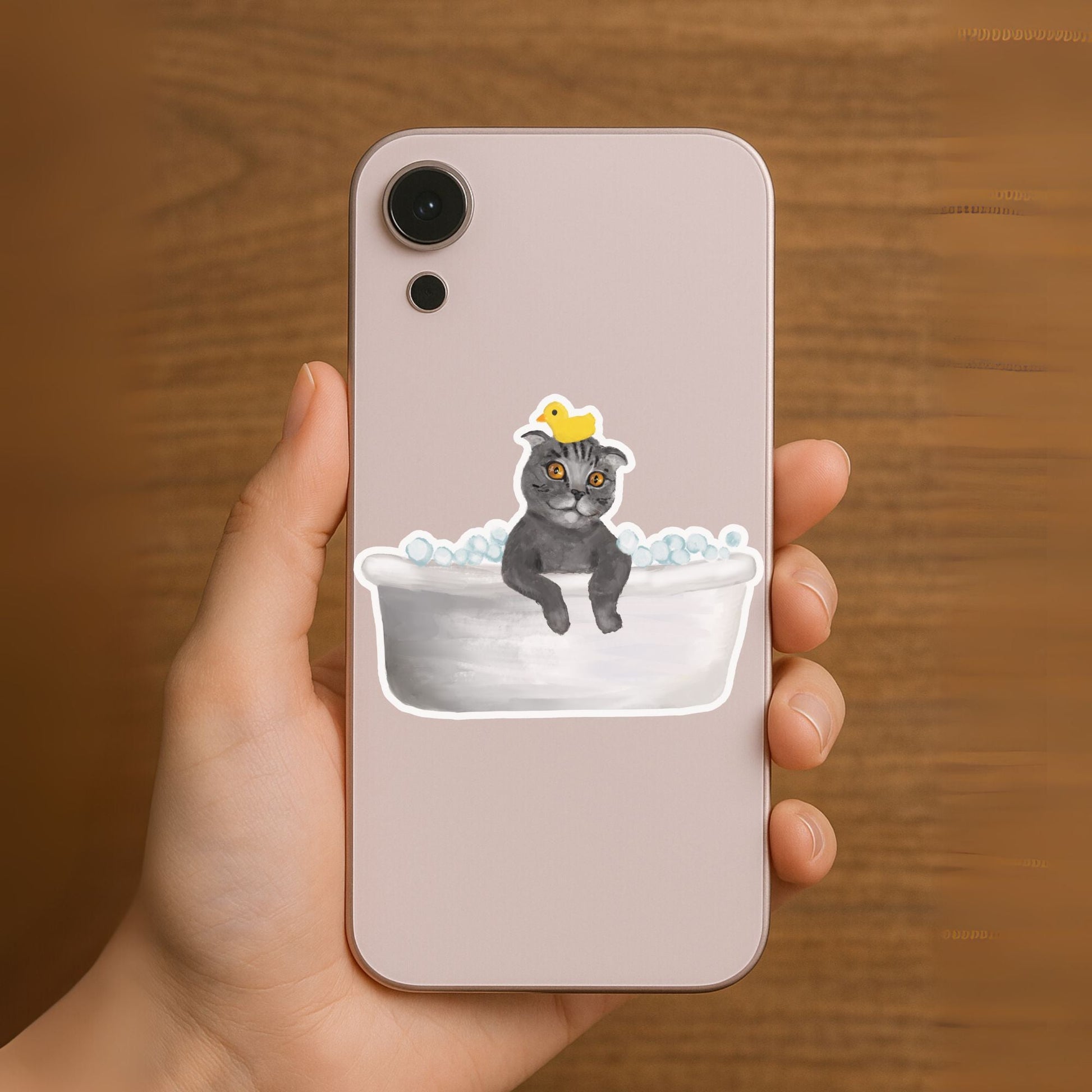 Gray Cat Vinyl Sticker - MerikaArt