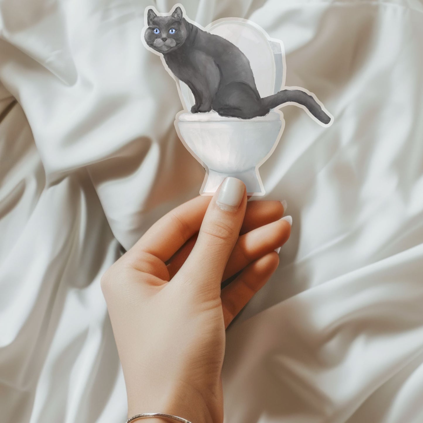Gray Cat Vinyl Sticker - MerikaArt