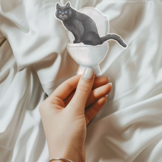 Gray Cat Vinyl Sticker - MerikaArt