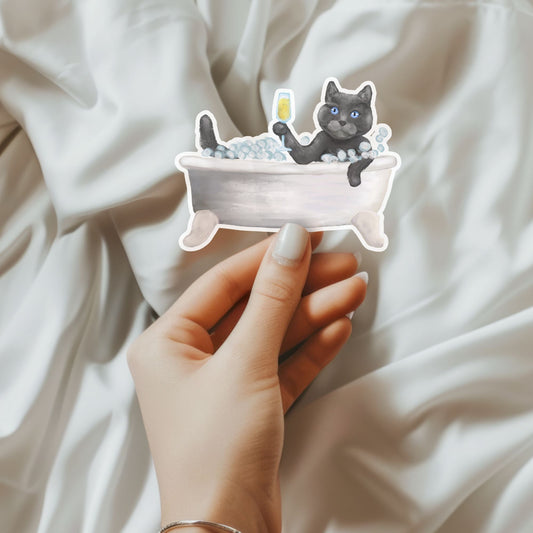 Gray Cat Vinyl Sticker - MerikaArt